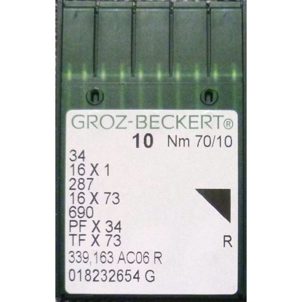Игла Groz-Beckert 34, 16x1, 287, 16x73, 690 № 100 в упаковке 10 шт