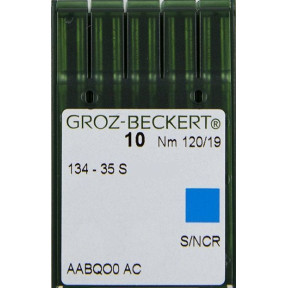 Игла Groz-Beckert 134-35S, 2134-35S, DPx35S для кожи на колонковые машины 10 шт/уп