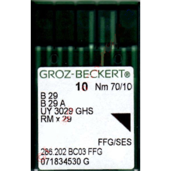 Игла Groz-Beckert B29, B29A, UY3029GHS FFG оверлочная трикотажная 10 шт/уп