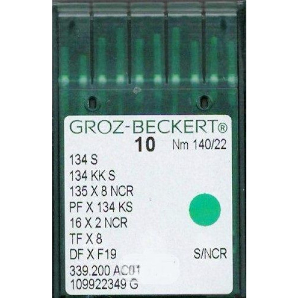 Игла Groz-Beckert 134S, 135x8NCR, PFx134KS с толстой колбой для мягкой кожи 10 шт/уп