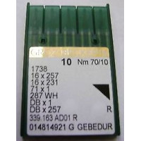 Голка Groz-Beckert DBx1,1738,16x257 GEBEDUR з тонкої колбою і позолотою 10 шт / уп