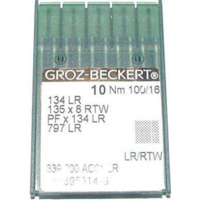 Игла Groz-Beckert 134LR, 135x8 RTW, PFx134 LR с толстой колбой правая лопатка для кожи 10 шт/уп