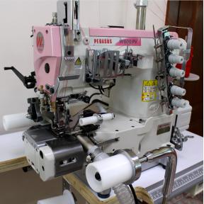 Pegasus W662PVH-33AX356CS/FT9A/RP9A/UT4M Плоскошовная машина с цилиндрической платформой для вшивания резинки трусов боксеров