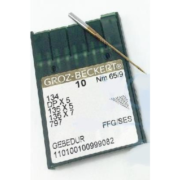 Игла Groz-Beckert 134, DPx5, 135x5 FFG GEBEDUR с толстой колбой и позолотой для трикотажа 10 шт/уп