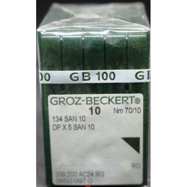 Игла Groz-Beckert 134 SAN 10 №75 с толстой колбой для деликатных тканей 10 шт/уп