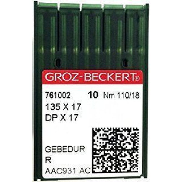 Игла Groz-Beckert 135x17, DPx17 GEBEDUR позолоченная для тяжелых машин 10 шт/уп