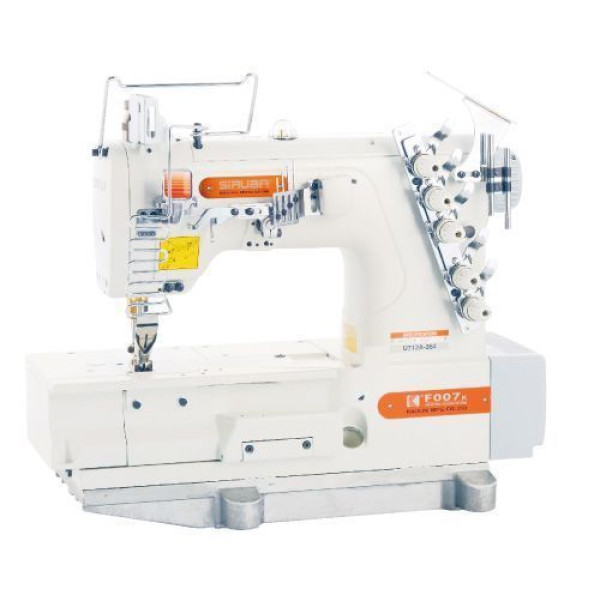 Siruba F007K-U712-264/FSP/FEC плоскошовная четырехниточная машина с двумя петлителями, механизмом подачи и электрообрезкой тесьмы  