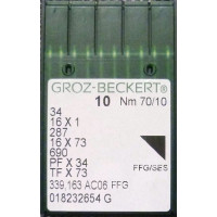 Игла Groz-Beckert 34, 16x1, 287, 16x73 FFG №70 в упаковке 10 шт