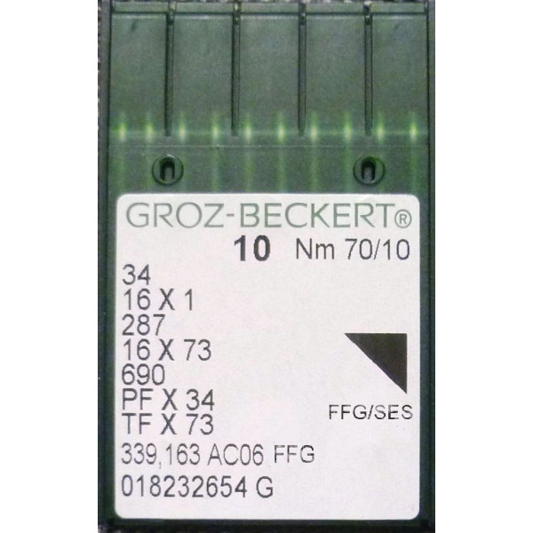 Игла Groz-Beckert 34, 16x1, 287, 16x73 FFG №70 в упаковке 10 шт
