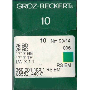 Игла Groz-Beckert 29BD, 29BC, 1717BE, LWx1T для подшивочной машины в упаковке 10 шт.