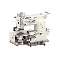 Kansai Special DFB1412PQ 1/4 12-ти голкова машина ланцюгового стібка з плоскою платформою і навісним сервомотором