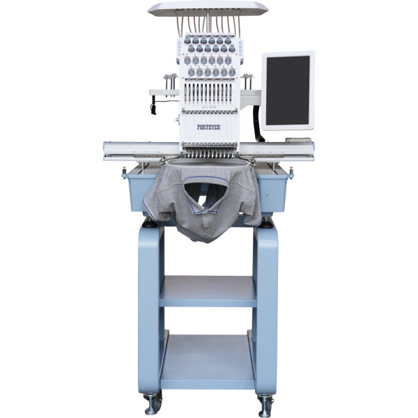 FORTEVER FT-1501R (600х400 мм) промислова одноголова вишивальна машина з 12-дюймовим дисплеєм та можливістю вишивки на головних виробах