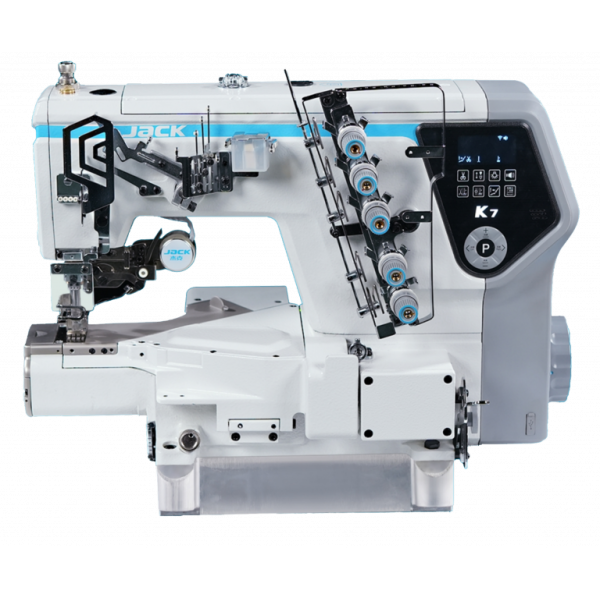 Плоскошовная швейная машина Jack K7-UT-35ACx364 с чипом искуственного  интелекта,  левосторонняя обрезка